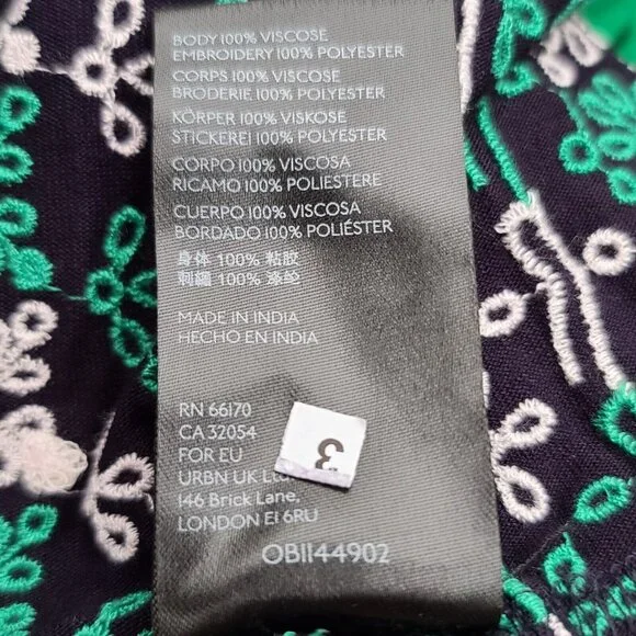 Anthropologie MAEVE Cammie Embroidered Peplum Top L Navy Green V Neck Boho NWT - Picture 8 of 12